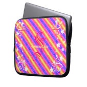 Rainbow Stripe Monogram Name Sparkle Hearts Girly Laptopschutzhülle (Vorderseite Links)