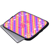 Rainbow Stripe Monogram Name Sparkle Hearts Girly Laptopschutzhülle (Vorne Knopf)