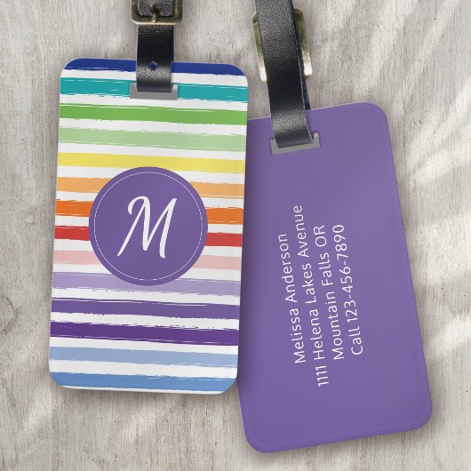 Rainbow Stripe Monogramm Gepäckanhänger