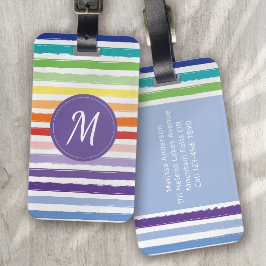 Rainbow Stripe Monogramm Gepäckanhänger