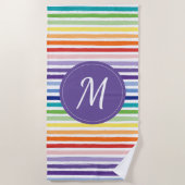 Rainbow Stripe Monogramm Strandtuch (Vorderseite)