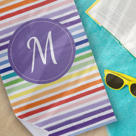 Rainbow Stripe Monogramm Strandtuch