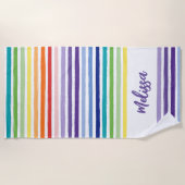 Rainbow Stripe Monogramm Strandtuch (Vorderseite)