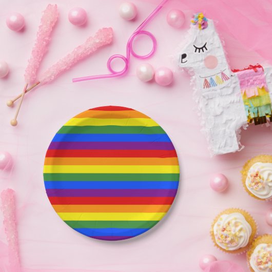 Rainbow Stripe Muster Pride Party Pappteller (Party)