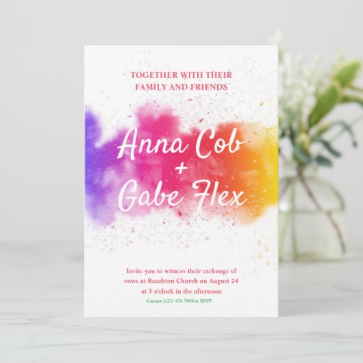 Rainbow Stripe Wedding Einladungen (Stehend Vorderseite)