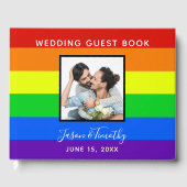 Rainbow Striped Foto Gay Pride LGBTQ Hochzeit Gästebuch (Vorderseite)
