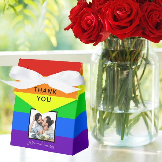 Rainbow Striped Gay Pride Foto LGBTQ Hochzeit Geschenkschachtel