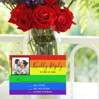 Rainbow Striped LGBTQ Couple Foto Gay Wedding