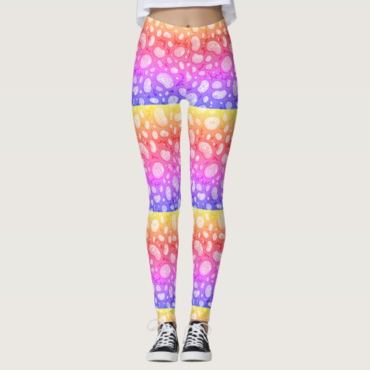 Rainbow Striped Organic Pebble Dot Pattern Leggings (Vorderseite)