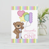 Rainbow Stripes and Balloons Einladung (Stehend Vorderseite)