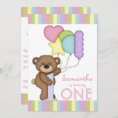 Rainbow Stripes and Balloons Einladung (Vorne/Hinten)