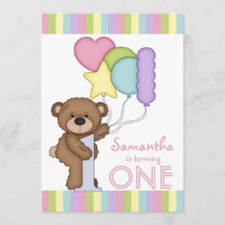 Rainbow Stripes and Balloons Einladung