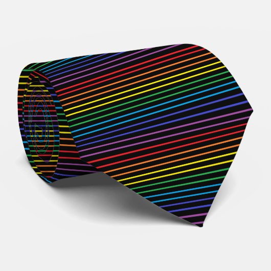 Rainbow Stripes Black Krawatte (Gerollt)