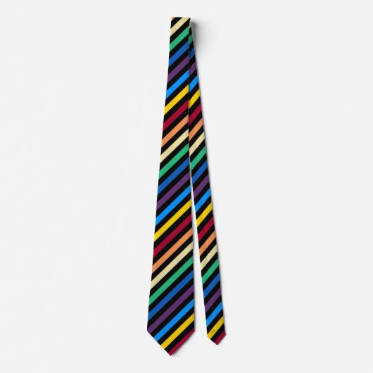 Rainbow Stripes Black Krawatte (Vorderseite)