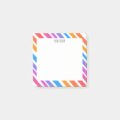 Rainbow Stripes CUSTOM Chic Monogram Personalisier Post-it Klebezettel (Vorderseite)