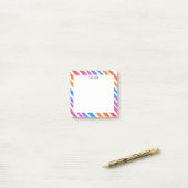 Rainbow Stripes CUSTOM Chic Monogram Personalisier Post-it Klebezettel (Auf Schreibtisch)