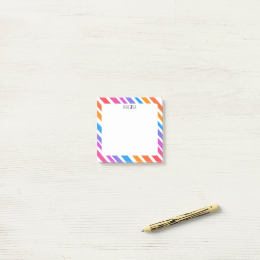 Rainbow Stripes CUSTOM Chic Monogram Personalisier Post-it Klebezettel (Auf Schreibtisch)
