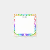 Rainbow Stripes CUSTOM Chic Monogram Personalisier Post-it Klebezettel (Vorderseite)