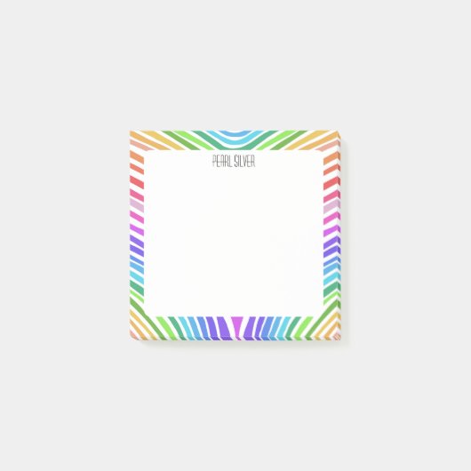 Rainbow Stripes CUSTOM Chic Monogram Personalisier Post-it Klebezettel (Vorderseite)