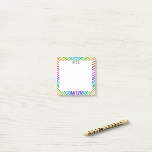 Rainbow Stripes CUSTOM Chic Monogram Personalisier Post-it Klebezettel (Auf Schreibtisch)