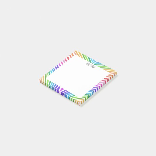Rainbow Stripes CUSTOM Chic Monogram Personalisier Post-it Klebezettel (angewinkelt)