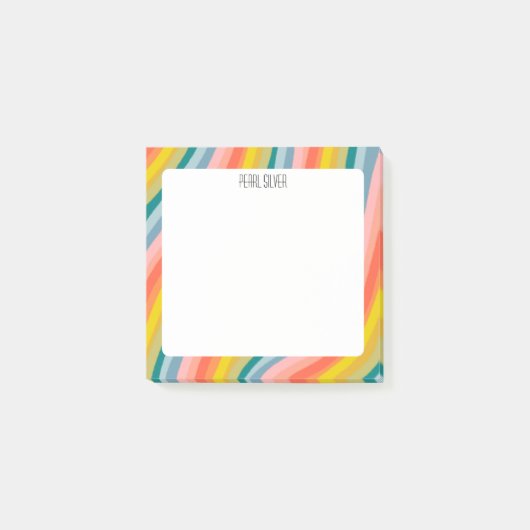 Rainbow Stripes CUSTOM Chic Monogram Personalisier Post-it Klebezettel (Vorderseite)