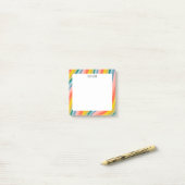 Rainbow Stripes CUSTOM Chic Monogram Personalisier Post-it Klebezettel (Auf Schreibtisch)