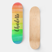Rainbow Stripes Custom Personalized Name Skateboard (Vorderseite)