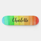 Rainbow Stripes Custom Personalized Name Skateboard (Horizontal)