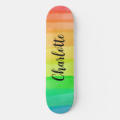 Rainbow Stripes Custom Personalized Name Skateboard (Vorderseite)