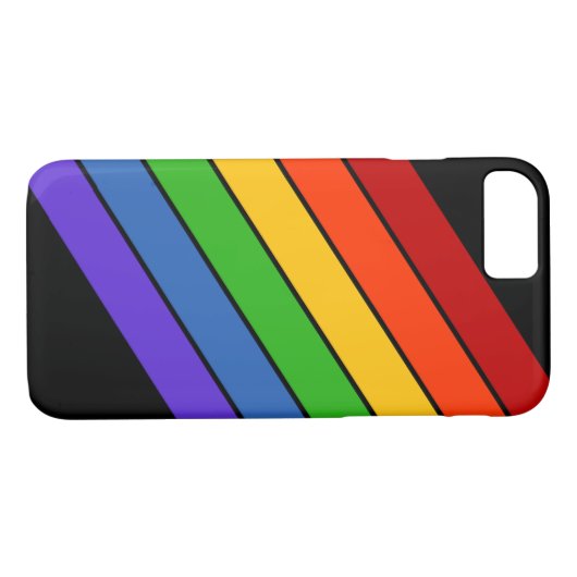 Rainbow Stripes Diagonal Black Case-Mate iPhone Hülle (Rückseite (Horizontal))