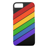 Rainbow Stripes Diagonal Black Case-Mate iPhone Hülle (Rückseite)