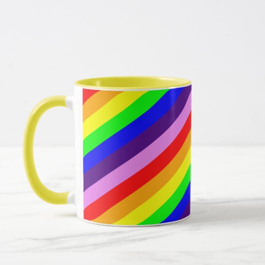 Rainbow Stripes Diagonal Classic Bright Colorful Tasse (Links)
