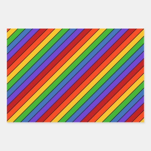 Rainbow Stripes Diagonal Lines Geschenkpapier Set (Vorderseite 3)