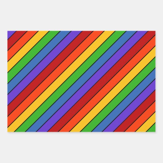 Rainbow Stripes Diagonal Lines Geschenkpapier Set (Vorderseite 2)