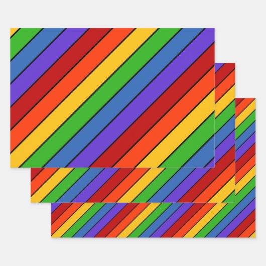 Rainbow Stripes Diagonal Lines Geschenkpapier Set (Set)