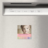 Rainbow Stripes & Dots Geburtstag Foto Magnet (In Situ (Geschirrspüler))