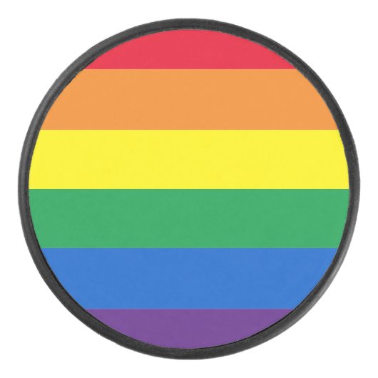 Rainbow Stripes farbig Lgbt Gay Flag Eishockey Puck (Vorderseite)