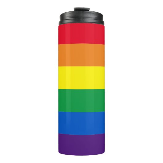 Rainbow Stripes farbig Lgbt Gay Flag Thermosbecher (Vorderseite)