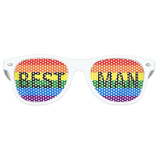 Rainbow Stripes Gay Wedding Party Shades Bestman Sonnenbrille (Vorderseite)