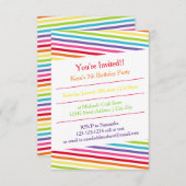 Rainbow Stripes Geburtstagsparty - 3x5 Einladung (Vorne/Hinten)