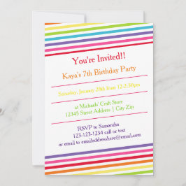 Rainbow Stripes Geburtstagsparty - Einladung