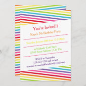 Rainbow Stripes Geburtstagsparty - Einladung (Vorne/Hinten)
