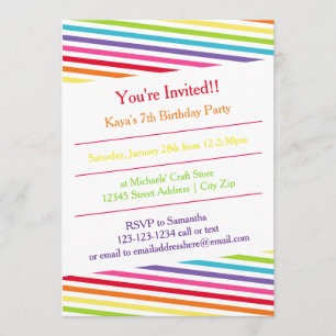 Rainbow Stripes Geburtstagsparty - Einladung