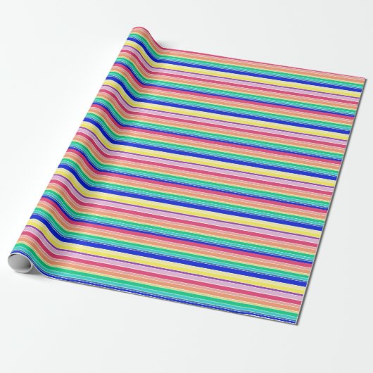Rainbow Stripes Happy Colorful Geschenkpapier (Ungerollt)