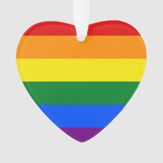 Rainbow Stripes Heart Shaped Ornament