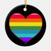 Rainbow Stripes Herz Keramik Ornament (Vorne)