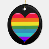 Rainbow Stripes Herz Keramik Ornament (Links)