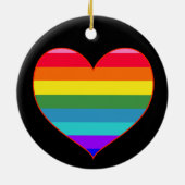Rainbow Stripes Herz Keramik Ornament (Hinten)