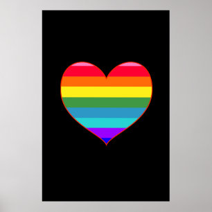 Rainbow Stripes Herz Poster